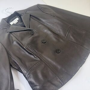 Calvin Klein authentic leather women's jacket sz 2 free shipping lined v…
